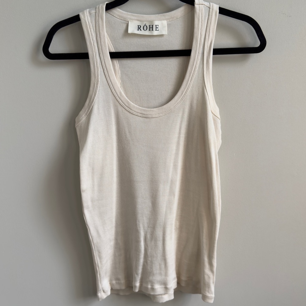 Rohe Cream Fine Rib Scoop Neck Tank - Picture 7 of 11